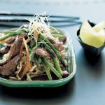 Ostrich fillet stir-fry with vegetables and preserved ginger